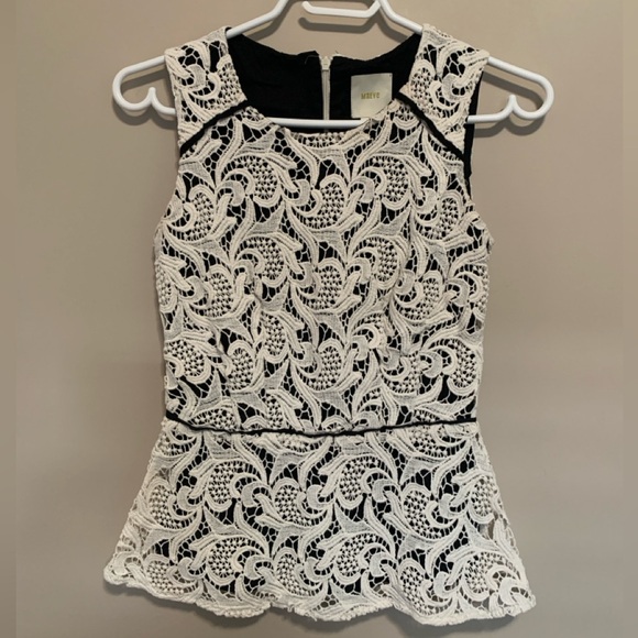 Anthropologie Maeve Crochet Peplum Top, size 0 - Picture 1 of 7